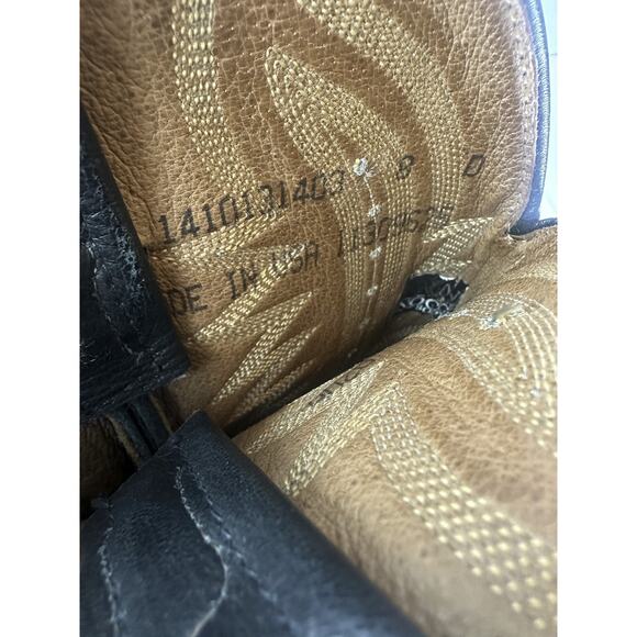 Nocona Men’s Black Leather Cowboy Boots Size 8 D Made in USA Western Boots - Picture 10 of 16